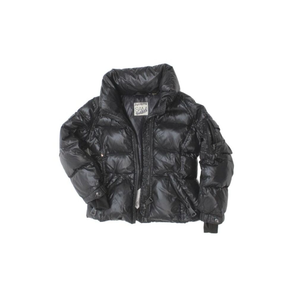 SAM Childrens Girls Full Zipper Puffer Jacket Black Size 4